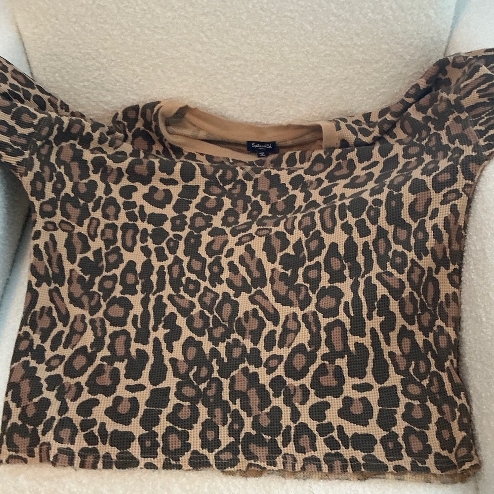 Splendid Brown Leopard Print Long Sleeve Top